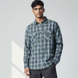 Abercrombie & Fitch Shirt Button Front Long Sleeves Blue Green Plaid Men M